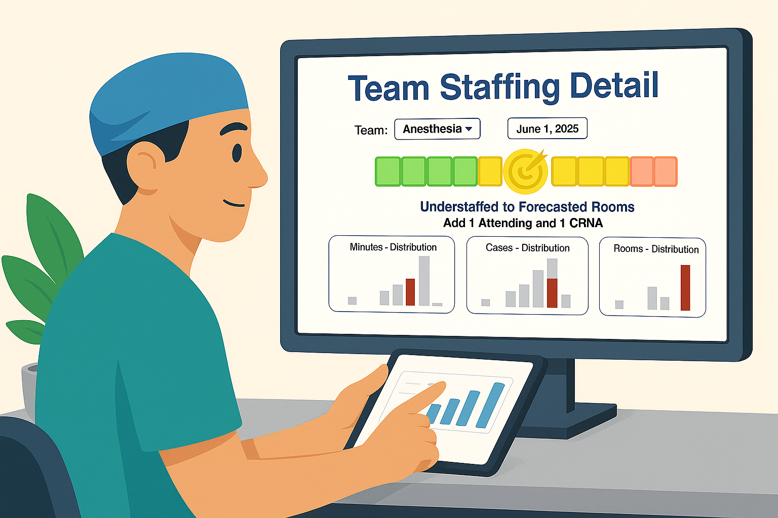 Team staffing detail showing AI-powered predictions and recommendations